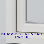 Klassisk profil — rundad, profilerad innerkant mot glaset