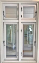Pvc fönster flaggfönster utåtgående 3 glas Småland vitt med spröjs 4-luft