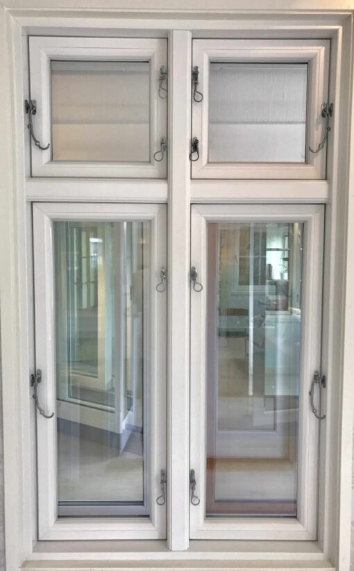 Pvc fönster flaggfönster utåtgående 3 glas Småland vitt med spröjs 4-luft