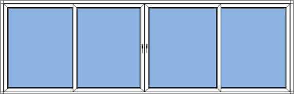 Skjutdörrar skjutpartier fasad pvc 3 glas skjutdörr 4-delad