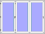 Vikdörrar vikpartier pvc 3 glas, 3-dörrar