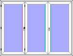 Vikdörrar vikpartier pvc 3 glas, 3-dörrar utåtgående