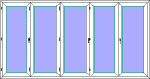 Vikdörrar vikpartier pvc 3 glas, 5-dörrar utåtgående