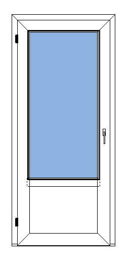 Utåtgående fönsterdörr med bröstning