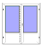 Utåtgående parfönsterdörr med bröstning pvc 2 glas