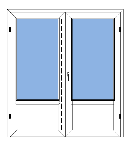 Utåtgående parfönsterdörr med bröstning