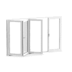 Vikparti vikdörr i aluminium 3 glas 4 dörrsektioner inåtöppning öppning gångdörr öppnad