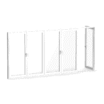 Vikparti vikdörr i aluminium 5 delat öppning med gångdörr