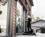 Skjutparti fasadparti 3 glas skjutdörr aluminium