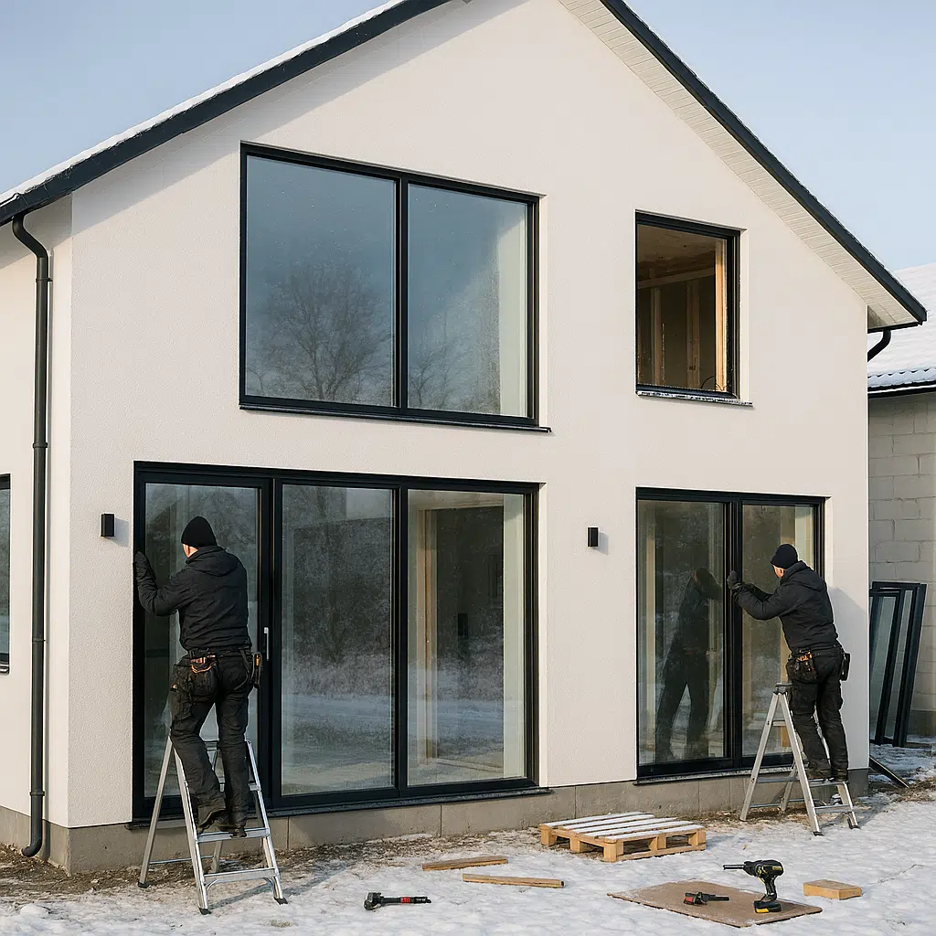 Kronfönster bygger installation montering av fönster