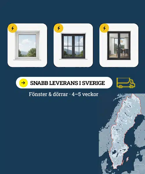 Leveranstid 4 veckor på fönster och dörrar