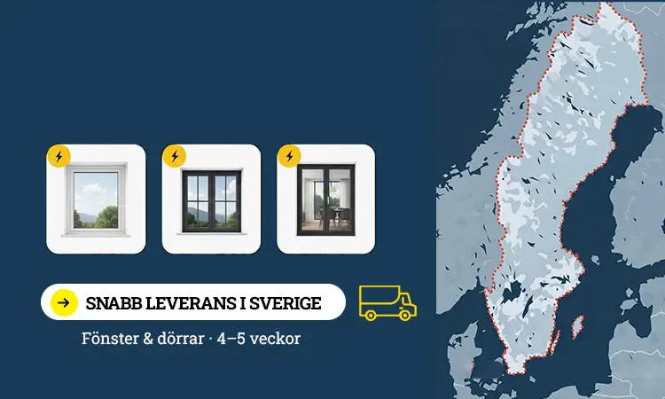 Leveranstid 4 veckor på fönster och dörrar