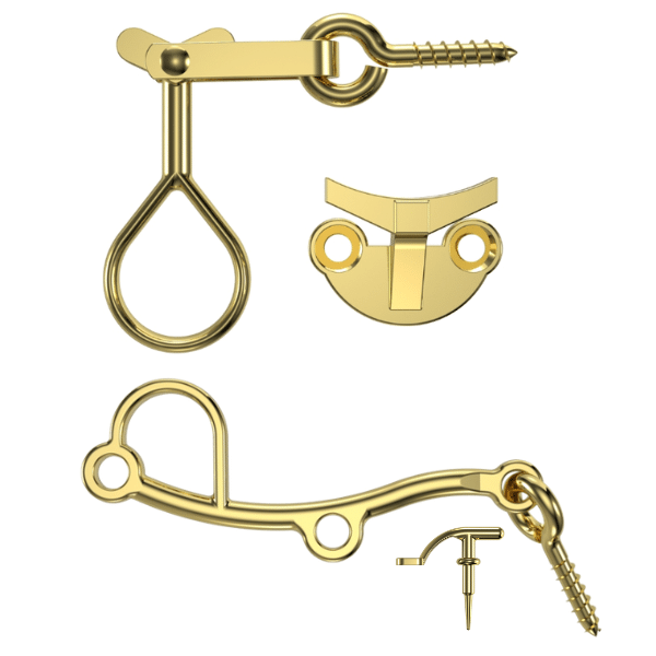 Mässinghaspar till fönster med stormkrok i mässing