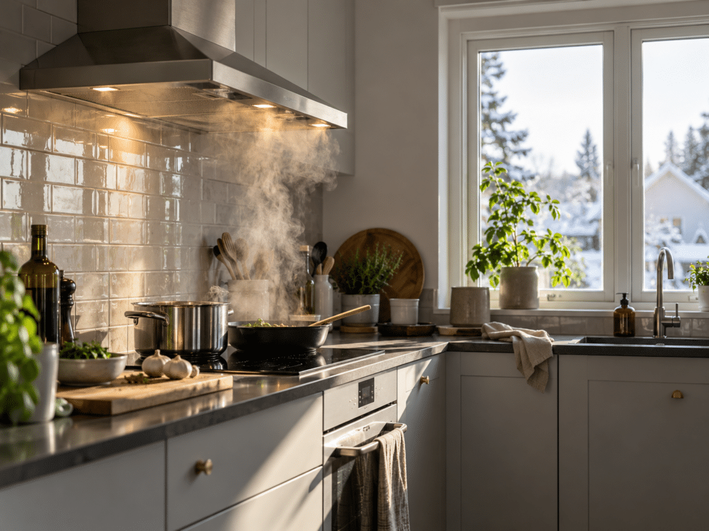 Köksventilation med köksfläkt och nya täta fönster